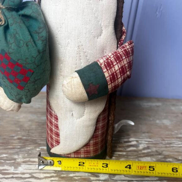 Vintage Folk Art Santa Christmas Decoration Primitive Rustic Fabric Holiday 11” - Picture 9 of 16